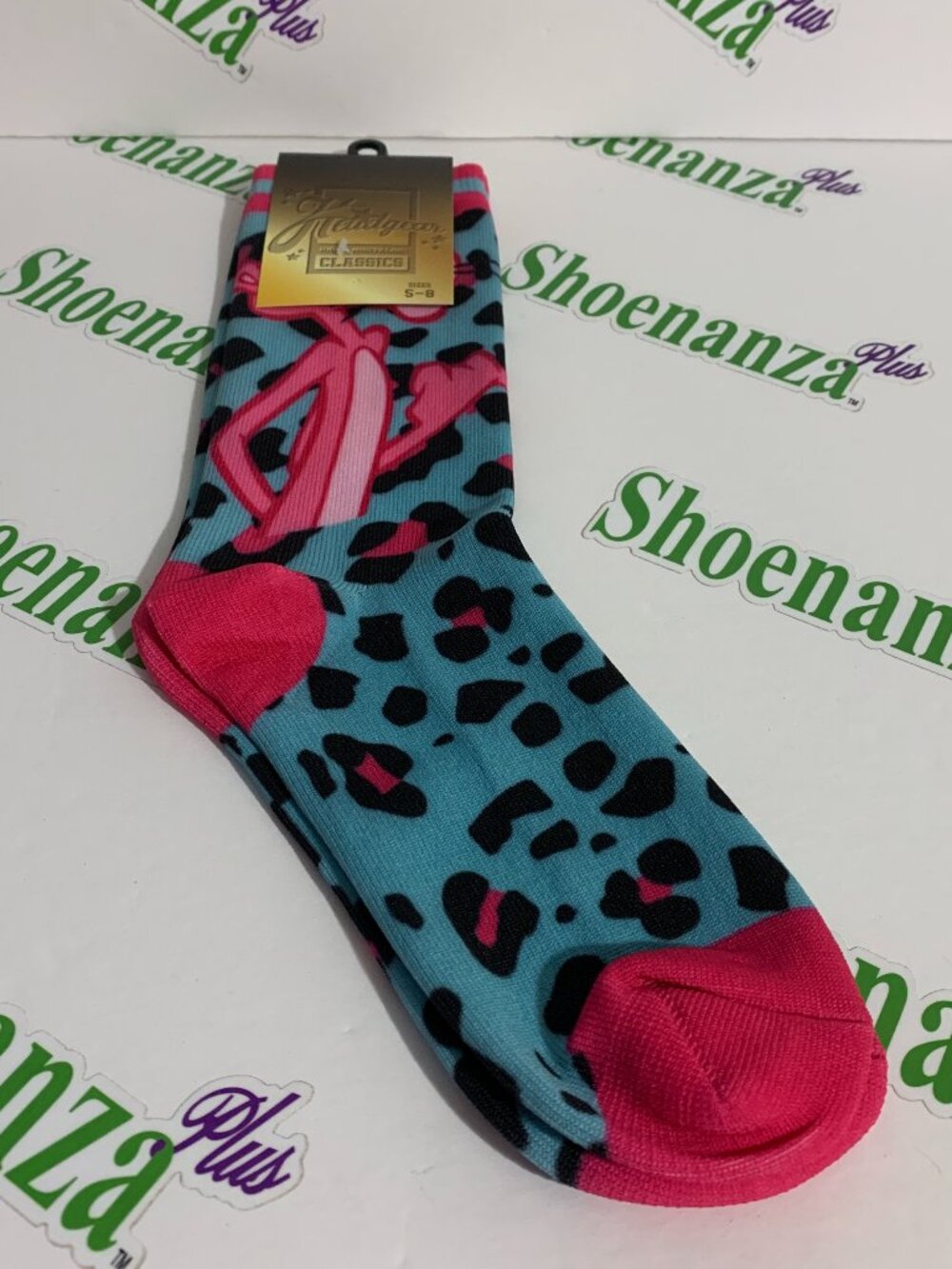 Headgear Classics Socks The Pink Panther Leopard Print Crew Mens Size 5 - 8